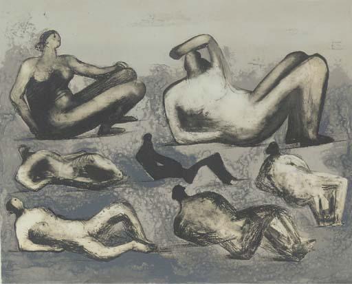 WikiOO.org - Encyclopedia of Fine Arts - Malba, Artwork Henry Moore - Seven Reclining Figures