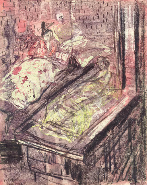 Wikioo.org - สารานุกรมวิจิตรศิลป์ - จิตรกรรม Henry Moore - Shelter Drawing; Three Sleeping Figures