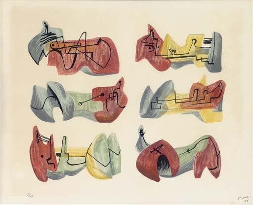WikiOO.org - Enciclopédia das Belas Artes - Pintura, Arte por Henry Moore - Six reclining figures 2