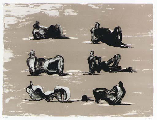 Wikioo.org - สารานุกรมวิจิตรศิลป์ - จิตรกรรม Henry Moore - Six Reclining Figures 5