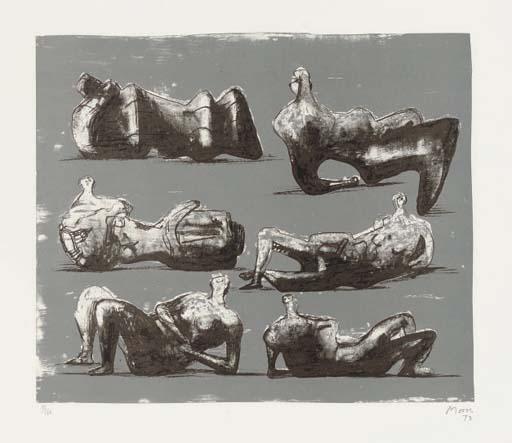 WikiOO.org - Encyclopedia of Fine Arts - Maleri, Artwork Henry Moore - Six Reclining Figures