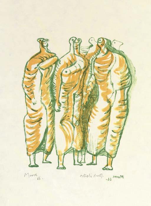 Wikoo.org - موسوعة الفنون الجميلة - اللوحة، العمل الفني Henry Moore - Standing Figures 1