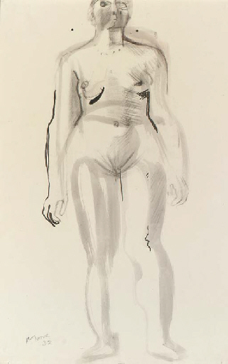 WikiOO.org - Encyclopedia of Fine Arts - Maalaus, taideteos Henry Moore - Standing Nude 1