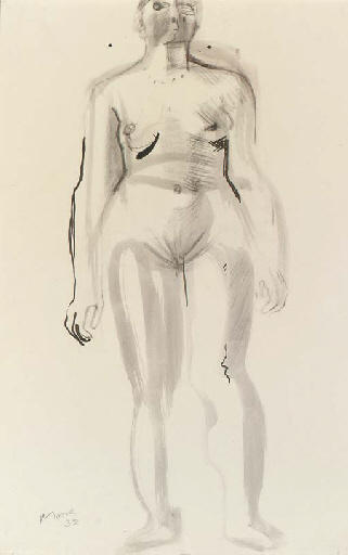 Wikioo.org - The Encyclopedia of Fine Arts - Painting, Artwork by Henry Moore - Standing Nude