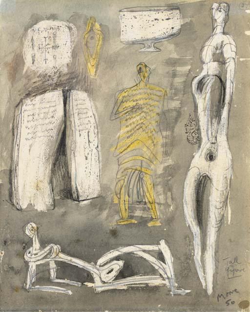 Wikioo.org – La Enciclopedia de las Bellas Artes - Pintura, Obras de arte de Henry Moore - Figura Tall