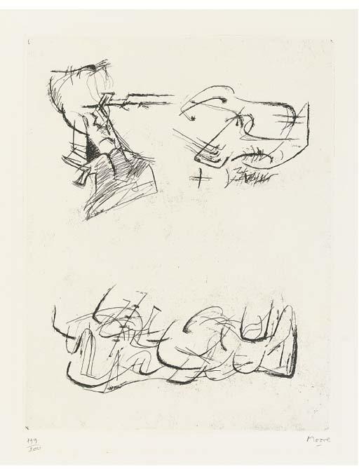 Wikoo.org - موسوعة الفنون الجميلة - اللوحة، العمل الفني Henry Moore - Three motives