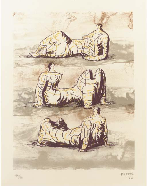 Wikioo.org - Bách khoa toàn thư về mỹ thuật - Vẽ tranh, Tác phẩm nghệ thuật Henry Moore - Three reclining figures 4
