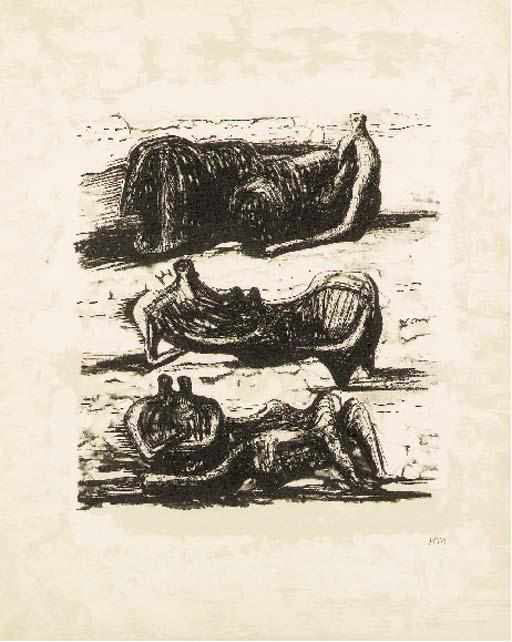 Wikioo.org - The Encyclopedia of Fine Arts - Painting, Artwork by Henry Moore - Three Reclining Figures 7