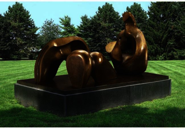 Wikioo.org – La Enciclopedia de las Bellas Artes - Pintura, Obras de arte de Henry Moore - Figura reclinada de tres piezas drapeado