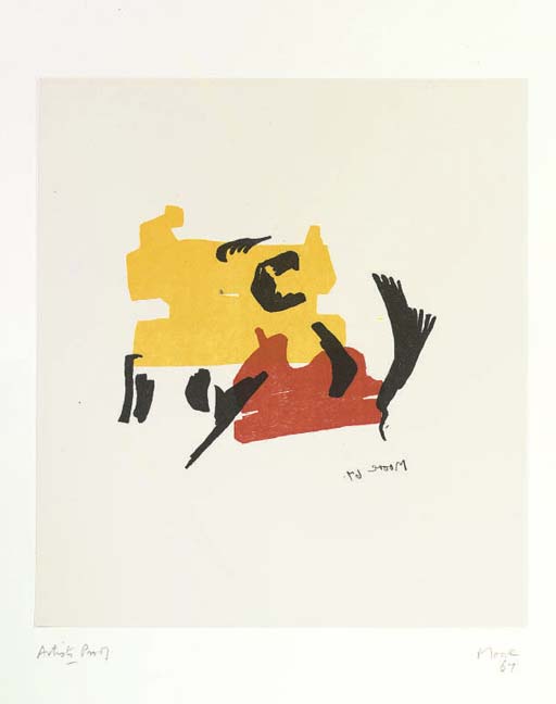 Wikioo.org - The Encyclopedia of Fine Arts - Painting, Artwork by Henry Moore - Two Forms in Red and Yellow