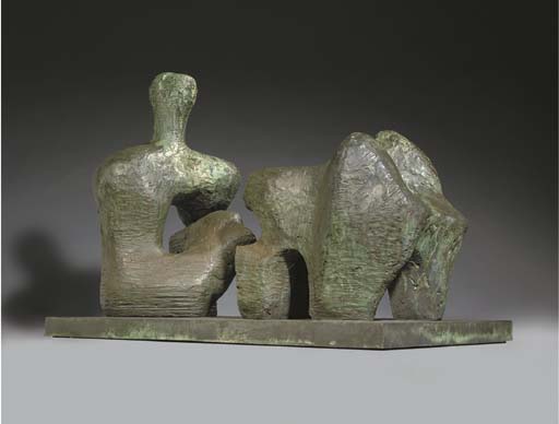 Wikoo.org - موسوعة الفنون الجميلة - اللوحة، العمل الفني Henry Moore - Two Piece Reclining Figure, No. 4
