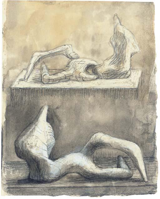 WikiOO.org - Encyclopedia of Fine Arts - Målning, konstverk Henry Moore - Two Reclining Figures 5