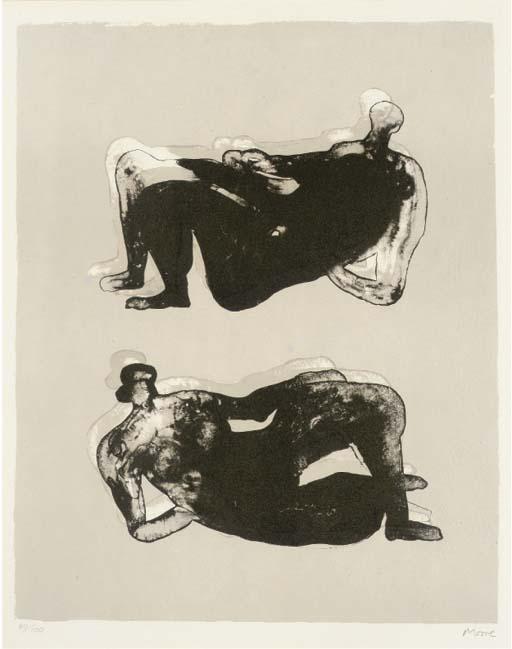 Wikioo.org – La Enciclopedia de las Bellas Artes - Pintura, Obras de arte de Henry Moore - dos reclinando figuras 7