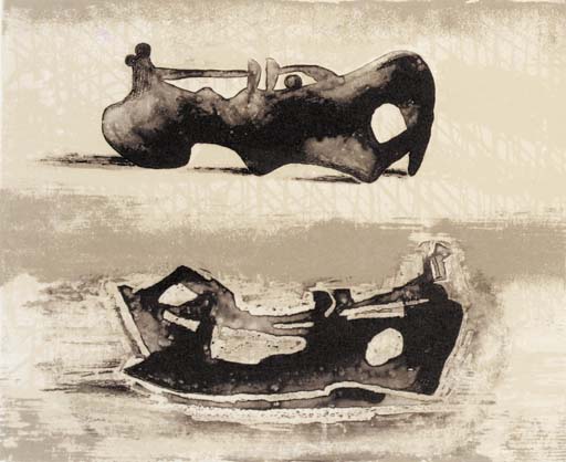 WikiOO.org - Енциклопедия за изящни изкуства - Живопис, Произведения на изкуството Henry Moore - Two Reclining Figures 9