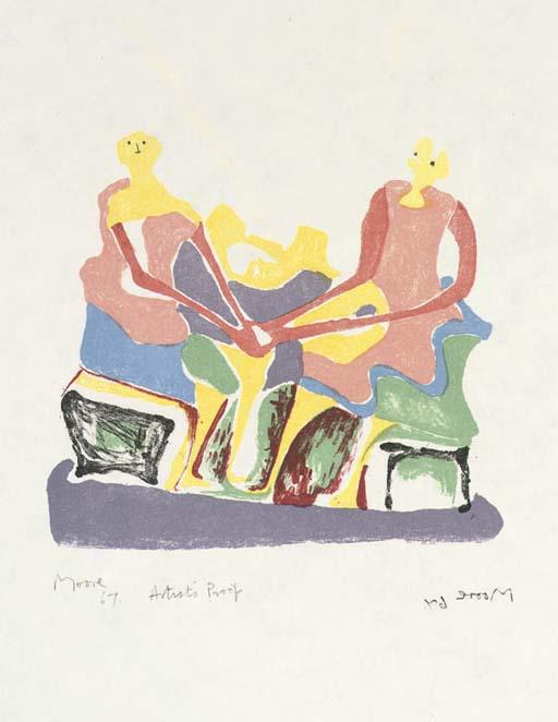 WikiOO.org - Encyclopedia of Fine Arts - Festés, Grafika Henry Moore - Two Seated Women