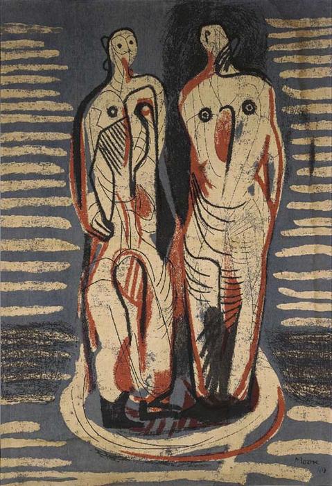 Wikioo.org - The Encyclopedia of Fine Arts - Painting, Artwork by Henry Moore - Two Standing Figures