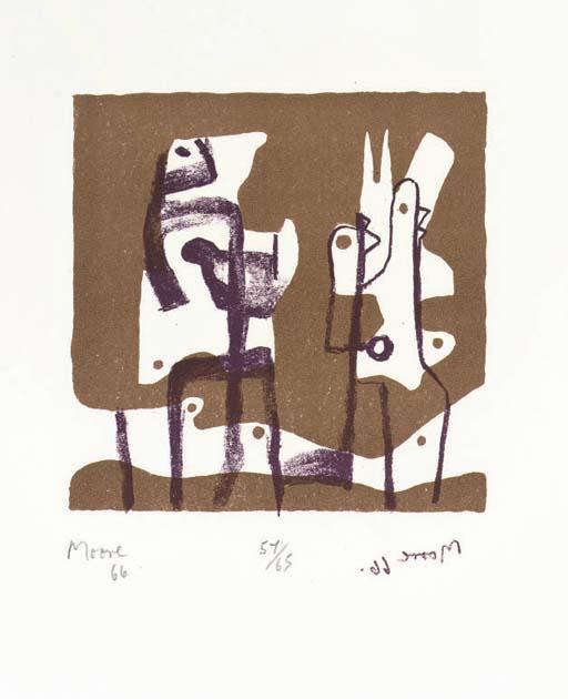 Wikioo.org - สารานุกรมวิจิตรศิลป์ - จิตรกรรม Henry Moore - Two Upright Motives