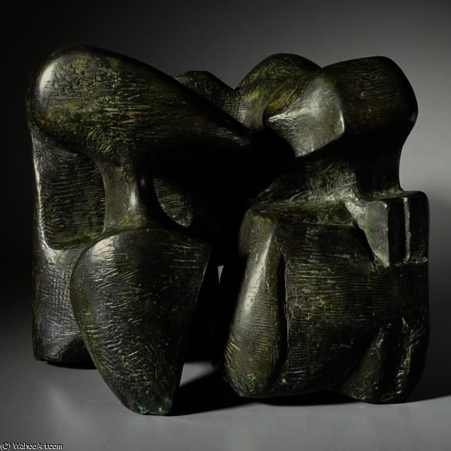 Wikoo.org - موسوعة الفنون الجميلة - اللوحة، العمل الفني Henry Moore - Working Model For Stone Memorial