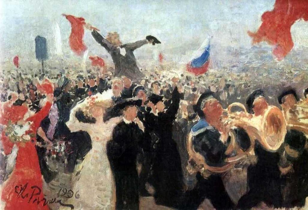 Wikioo.org - Bách khoa toàn thư về mỹ thuật - Vẽ tranh, Tác phẩm nghệ thuật Ilya Yefimovich Repin - Demonstration on October 17, 1905