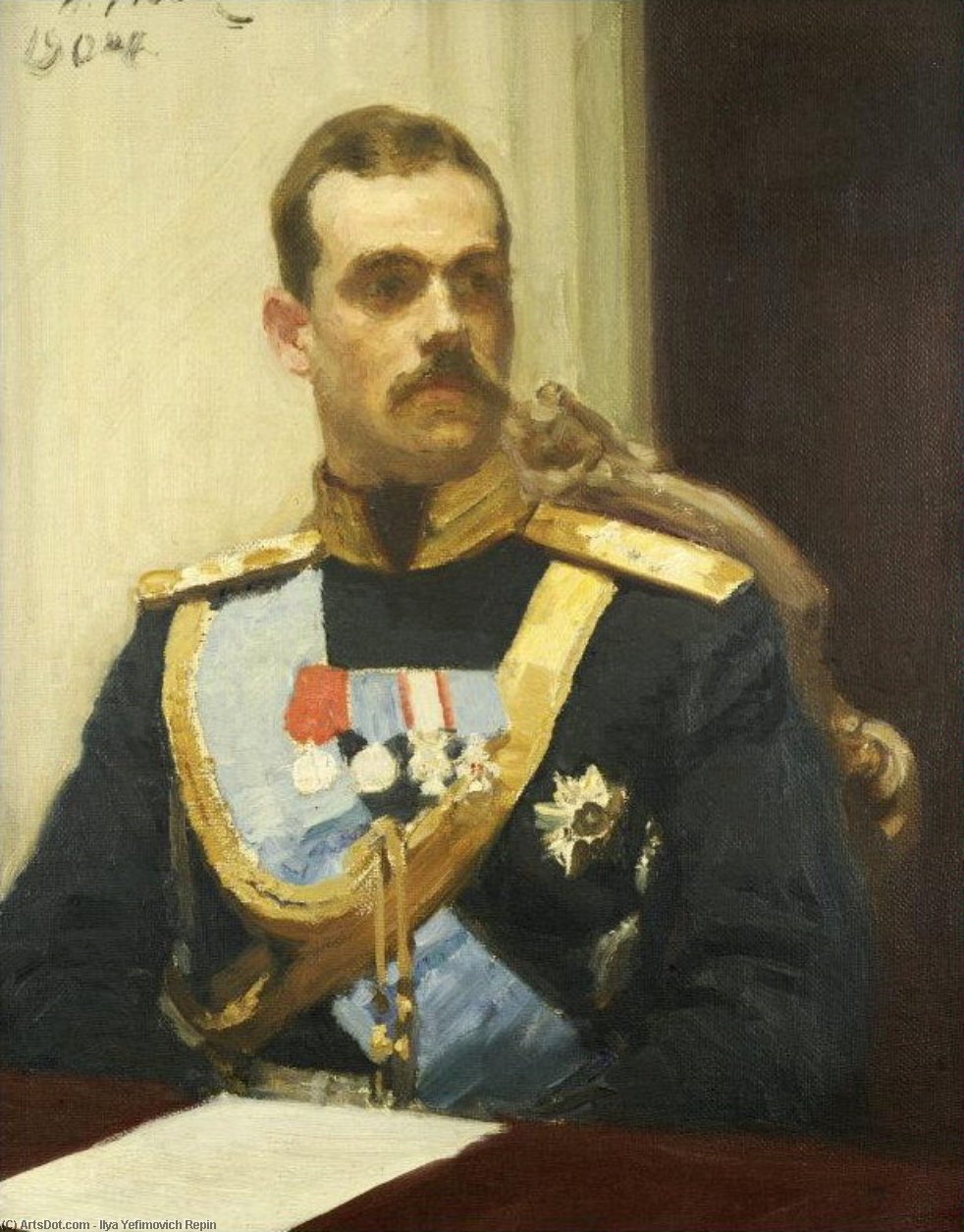 Wikioo.org - The Encyclopedia of Fine Arts - Painting, Artwork by Ilya Yefimovich Repin - Portrait of member of State Council Grand Prince Mikhail Aleksandrovich Romanov. Study
