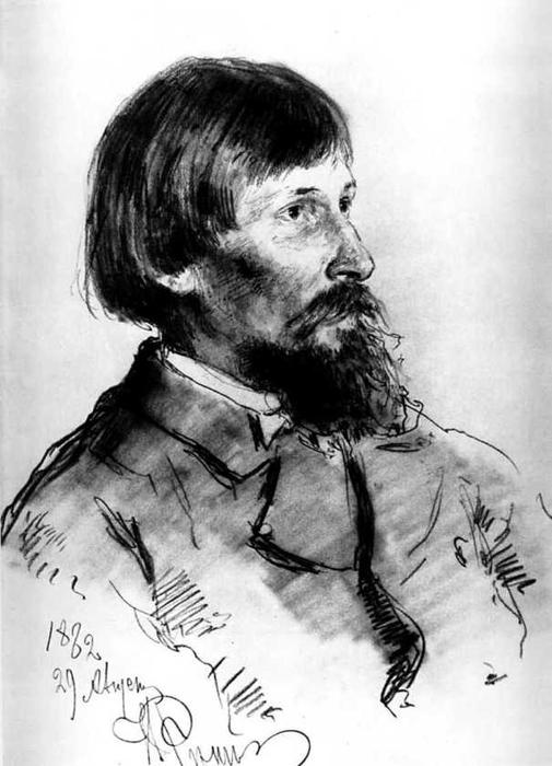 WikiOO.org - Enciklopedija dailės - Tapyba, meno kuriniai Ilya Yefimovich Repin - Portrait of the Artist Viktor Vasnetsov