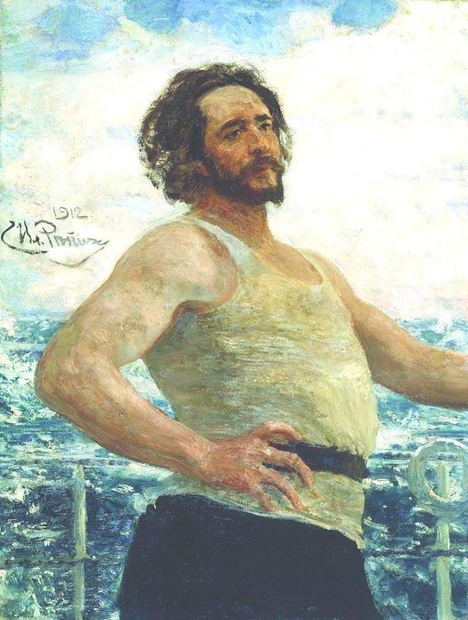 Wikioo.org - The Encyclopedia of Fine Arts - Painting, Artwork by Ilya Yefimovich Repin - Portrait of writer Leonid Nikolayevich Andreyev on a yacht