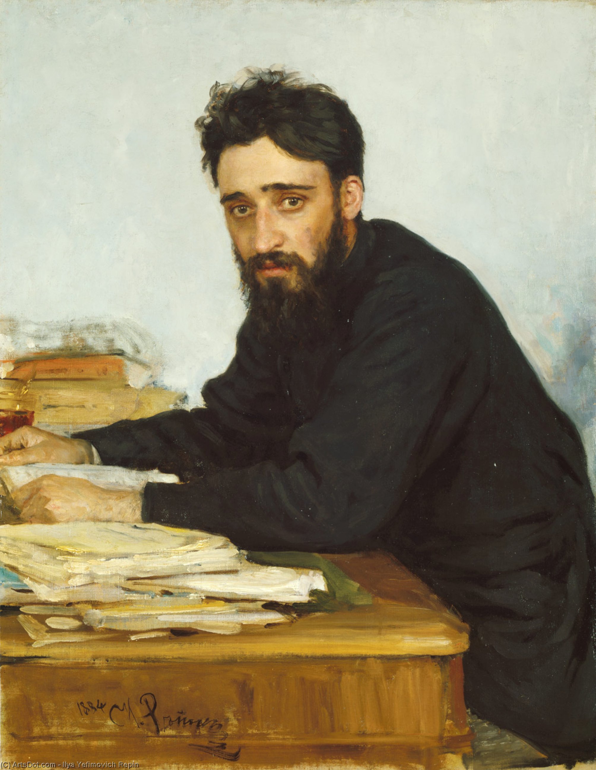 WikiOO.org - Encyclopedia of Fine Arts - Lukisan, Artwork Ilya Yefimovich Repin - Portrait of writer Vsevolod Mikhailovich Garshin
