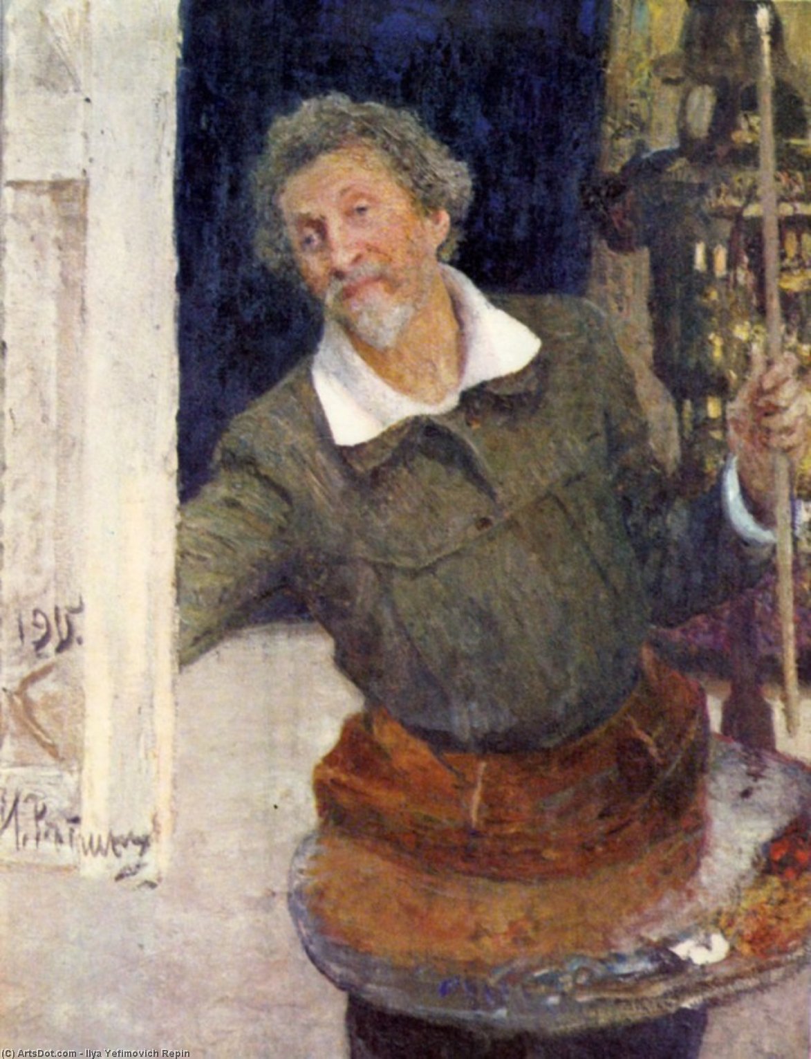 WikiOO.org - אנציקלופדיה לאמנויות יפות - ציור, יצירות אמנות Ilya Yefimovich Repin - Self portrait at work