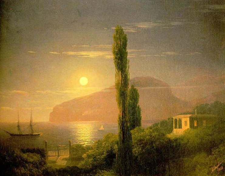 Wikioo.org - The Encyclopedia of Fine Arts - Painting, Artwork by Ivan Aivazovsky - A Lunar night in the Crimea