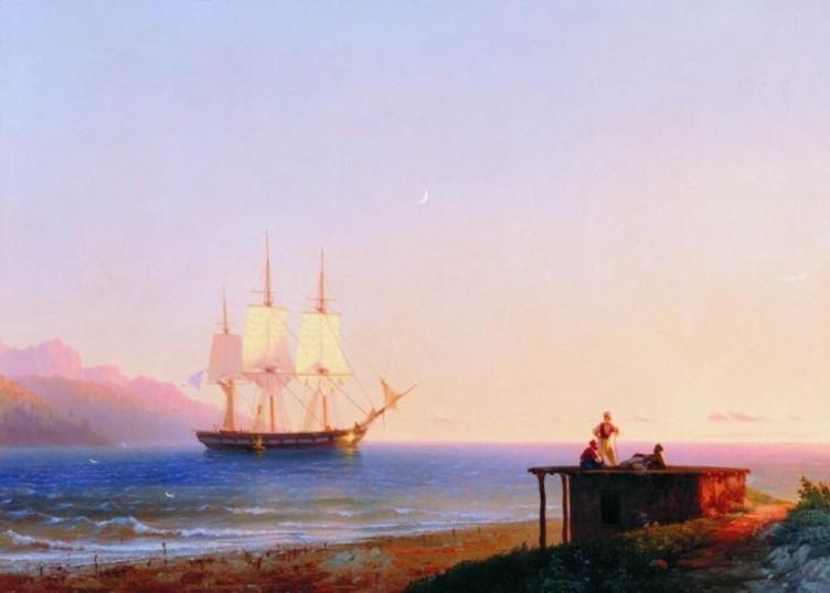 Wikioo.org - The Encyclopedia of Fine Arts - Painting, Artwork by Ivan Aivazovsky - Frigate under sails