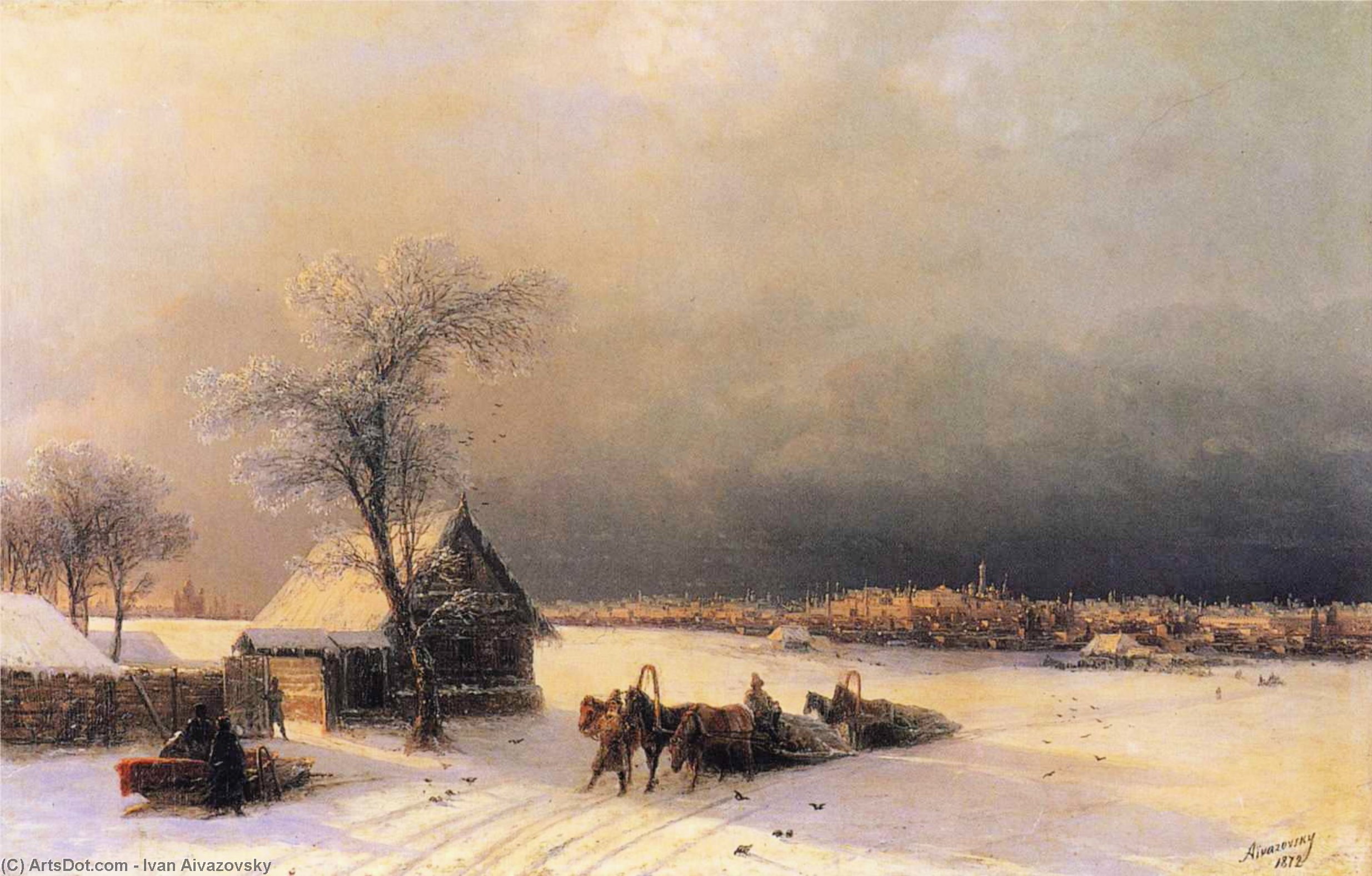 WikiOO.org – 美術百科全書 - 繪畫，作品 Ivan Aivazovsky - 莫斯科 在  冬季  从  的  麻雀  小山
