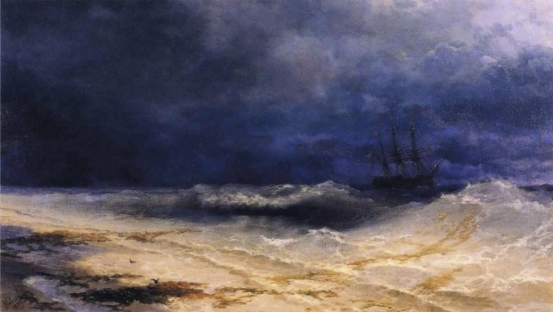 Wikioo.org - The Encyclopedia of Fine Arts - Painting, Artwork by Ivan Aivazovsky - Ship in a Stormy Sea off the Coast