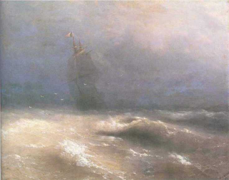 WikiOO.org - Encyclopedia of Fine Arts - Maalaus, taideteos Ivan Aivazovsky - Tempest by coast of Nice