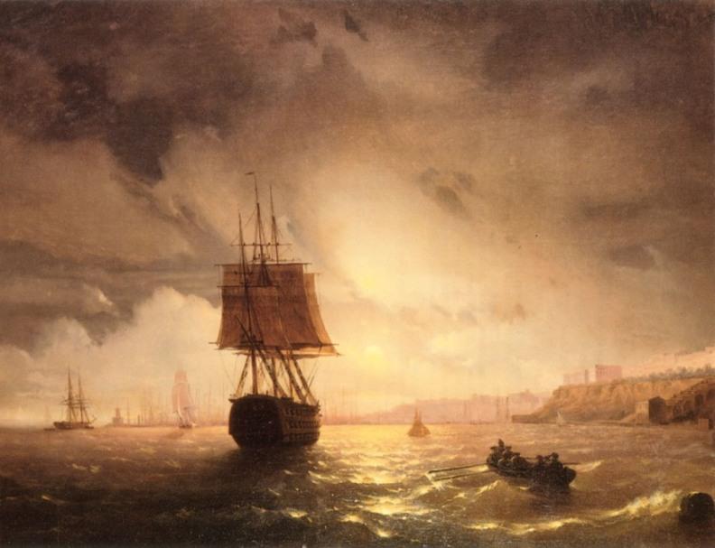 Wikioo.org – L'Encyclopédie des Beaux Arts - Peinture, Oeuvre de Ivan Aivazovsky - Le Port d Odessa sur la mer Noire
