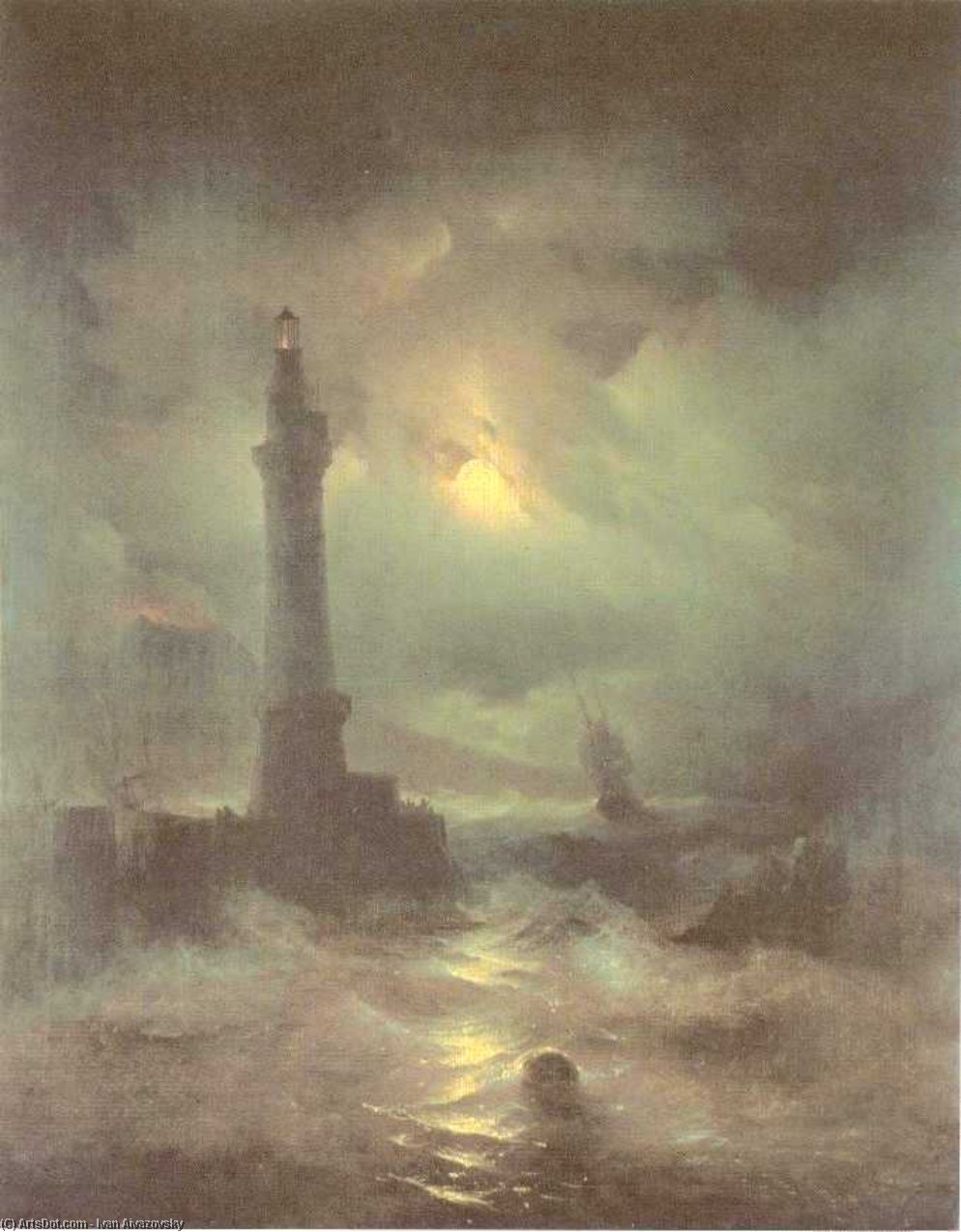 Wikioo.org - สารานุกรมวิจิตรศิลป์ - จิตรกรรม Ivan Aivazovsky - The lighthouse of Naples