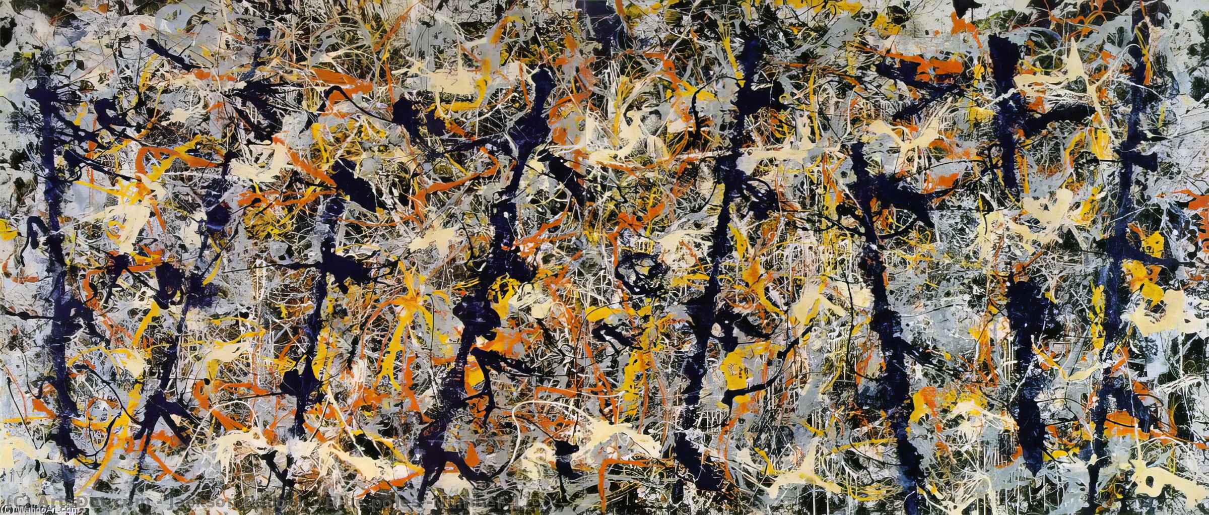 Wikoo.org - موسوعة الفنون الجميلة - اللوحة، العمل الفني Jackson Pollock - Blue poles (Number 11)