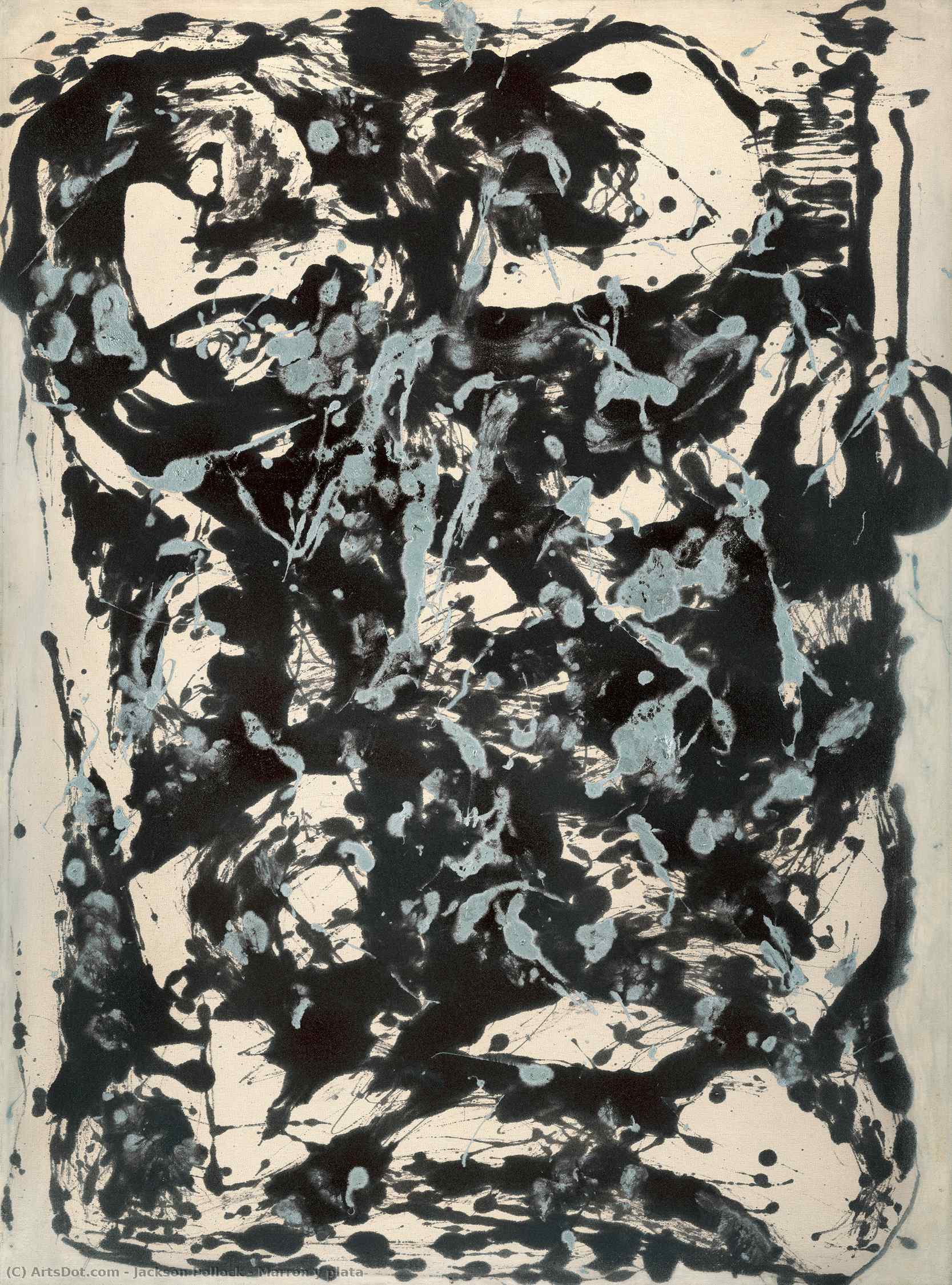 Wikoo.org - موسوعة الفنون الجميلة - اللوحة، العمل الفني Jackson Pollock - Marrón y plata