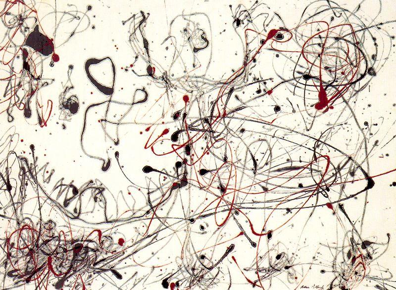 WikiOO.org – 美術百科全書 - 繪畫，作品 Jackson Pollock - 号 4   1948   灰色  和  红