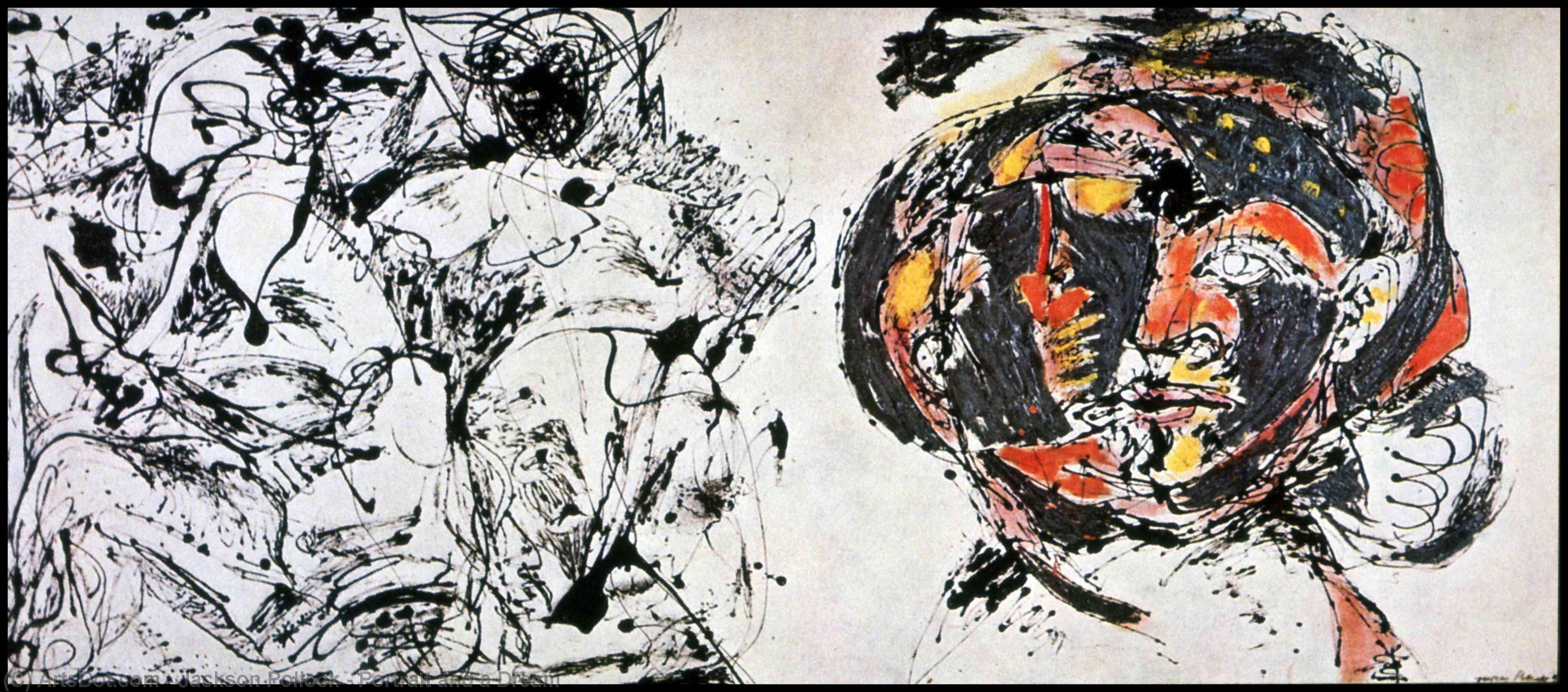 Wikoo.org - موسوعة الفنون الجميلة - اللوحة، العمل الفني Jackson Pollock - Portrait and a Dream