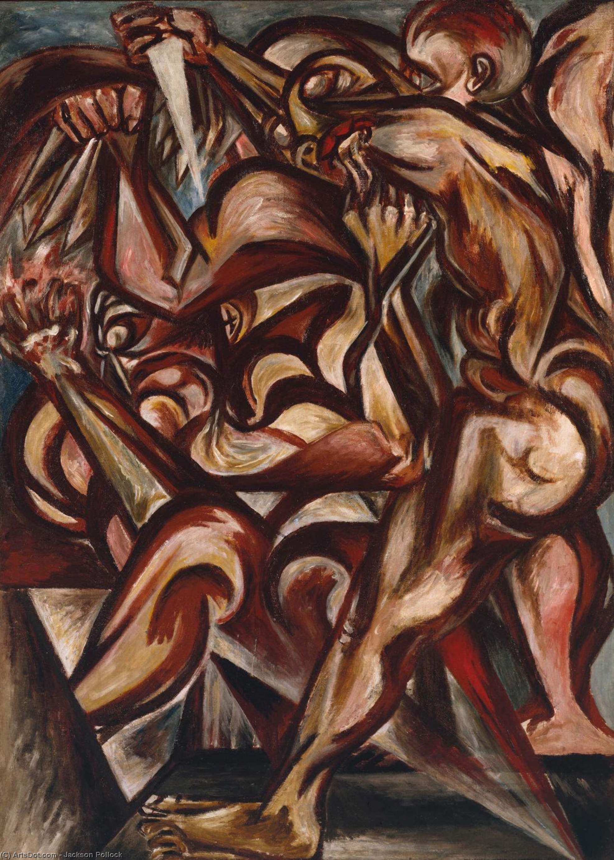 WikiOO.org - Encyclopedia of Fine Arts - Festés, Grafika Jackson Pollock - Sin título (Hombre desnudo con cuchillo)