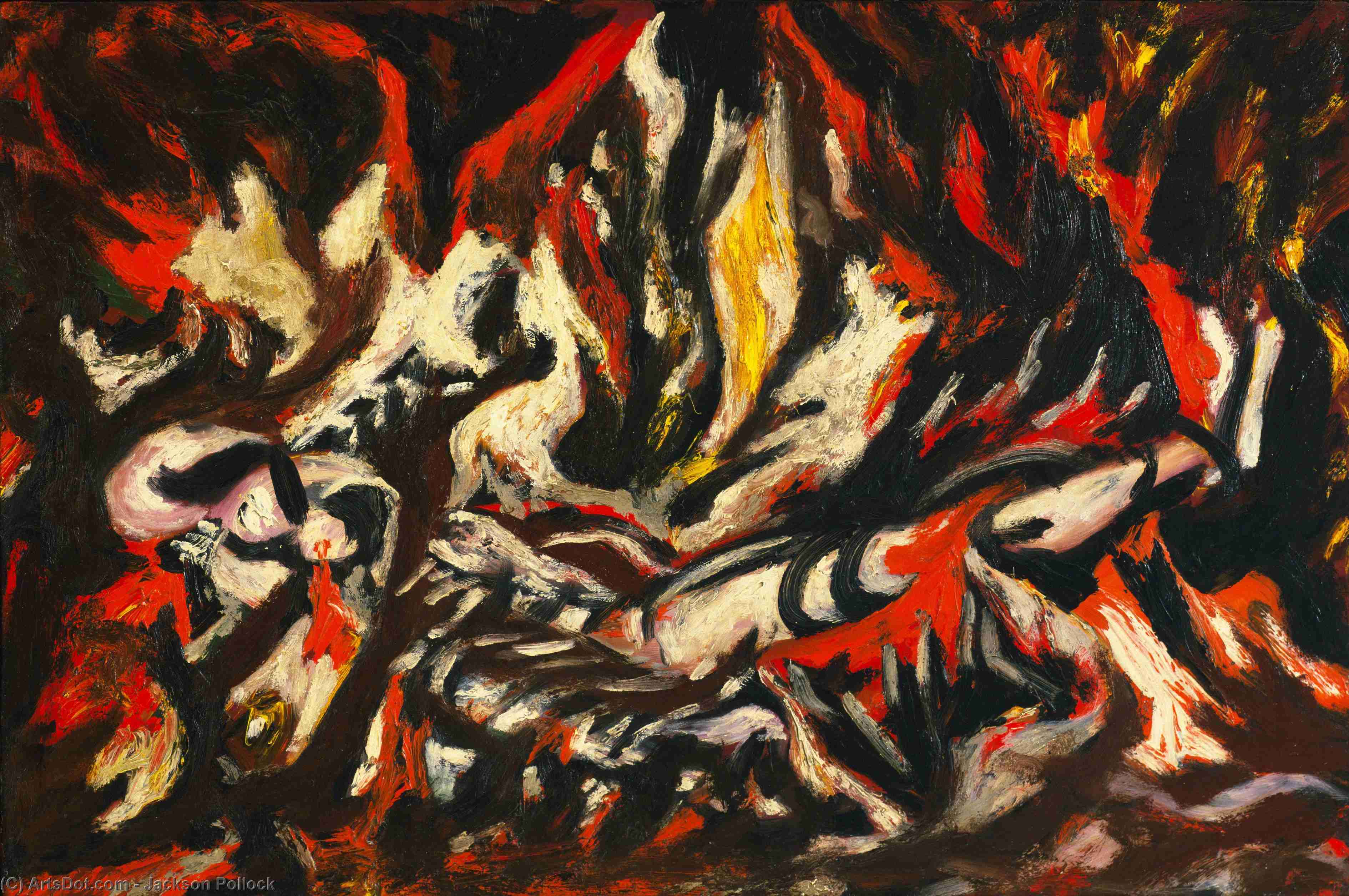 Wikoo.org - موسوعة الفنون الجميلة - اللوحة، العمل الفني Jackson Pollock - The Flame