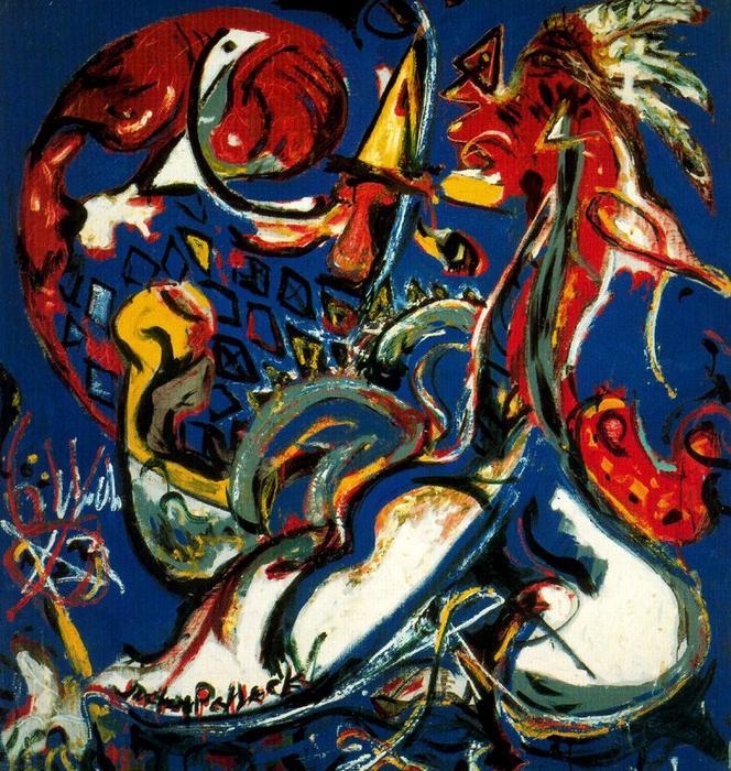 Wikioo.org - The Encyclopedia of Fine Arts - Painting, Artwork by Jackson Pollock - The Moon-Woman Cuts the Circle