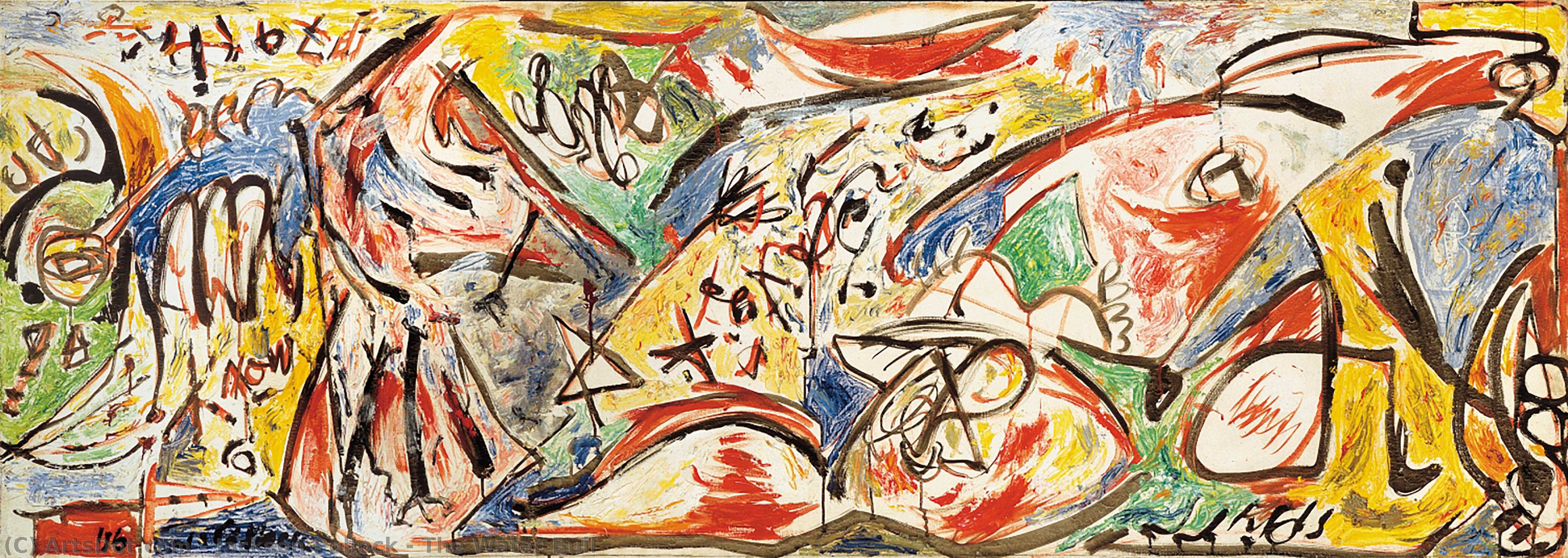 Wikoo.org - موسوعة الفنون الجميلة - اللوحة، العمل الفني Jackson Pollock - The Water Bull