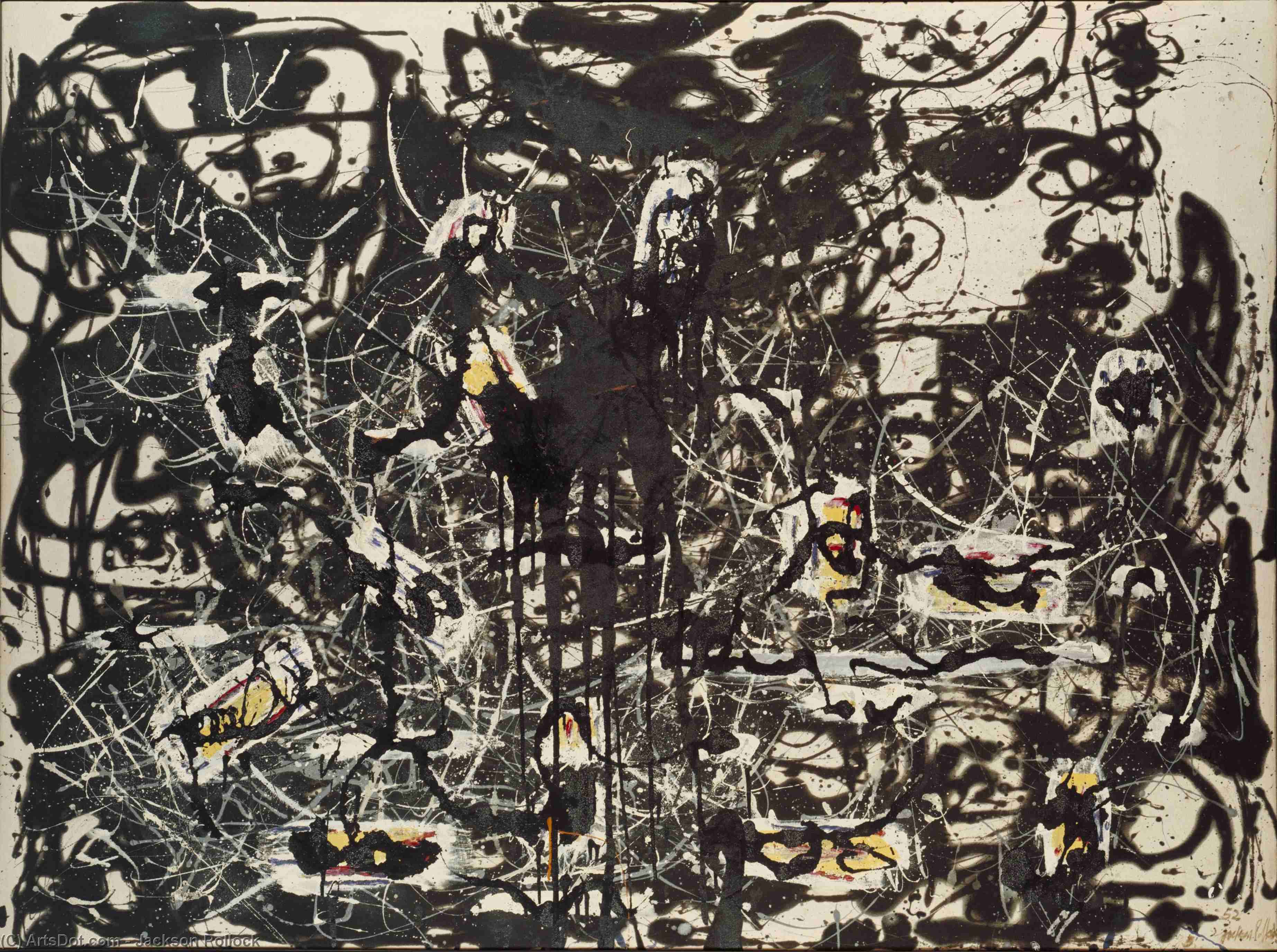 Wikoo.org - موسوعة الفنون الجميلة - اللوحة، العمل الفني Jackson Pollock - Yellow Islands