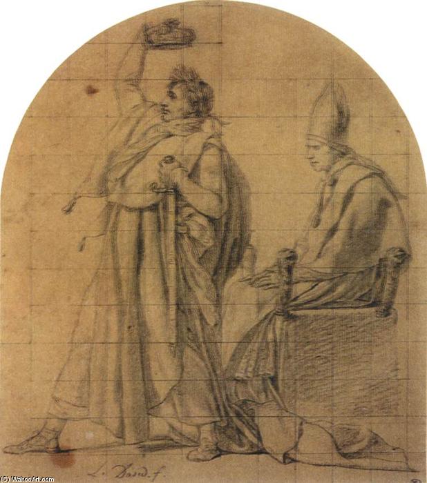 Wikioo.org - Die Enzyklopädie bildender Kunst - Malerei, Kunstwerk von Jacques Louis David - Napoleon Halten Josephine's Krone