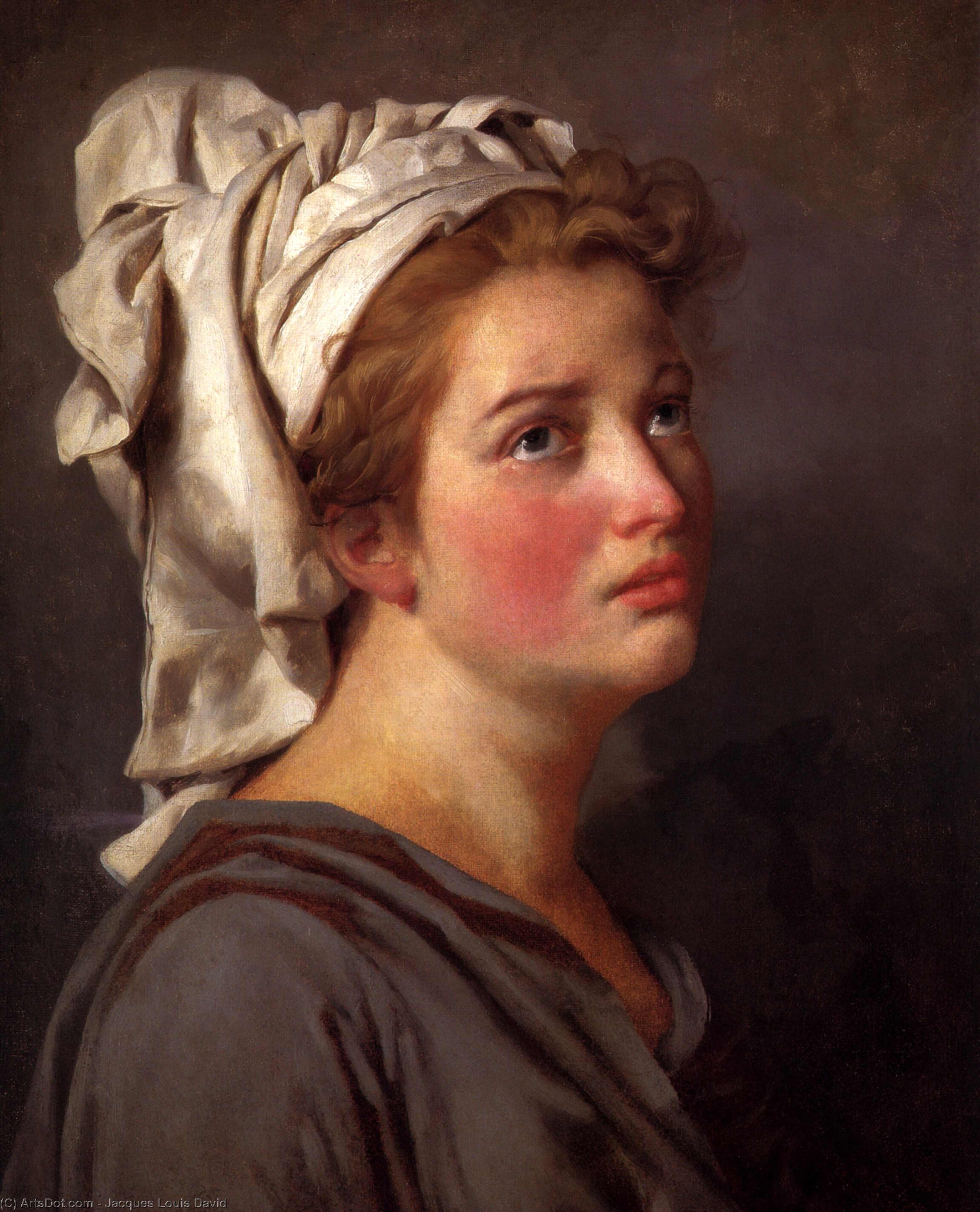 WikiOO.org - دایره المعارف هنرهای زیبا - نقاشی، آثار هنری Jacques Louis David - Portrait of a young Woman in a Turban