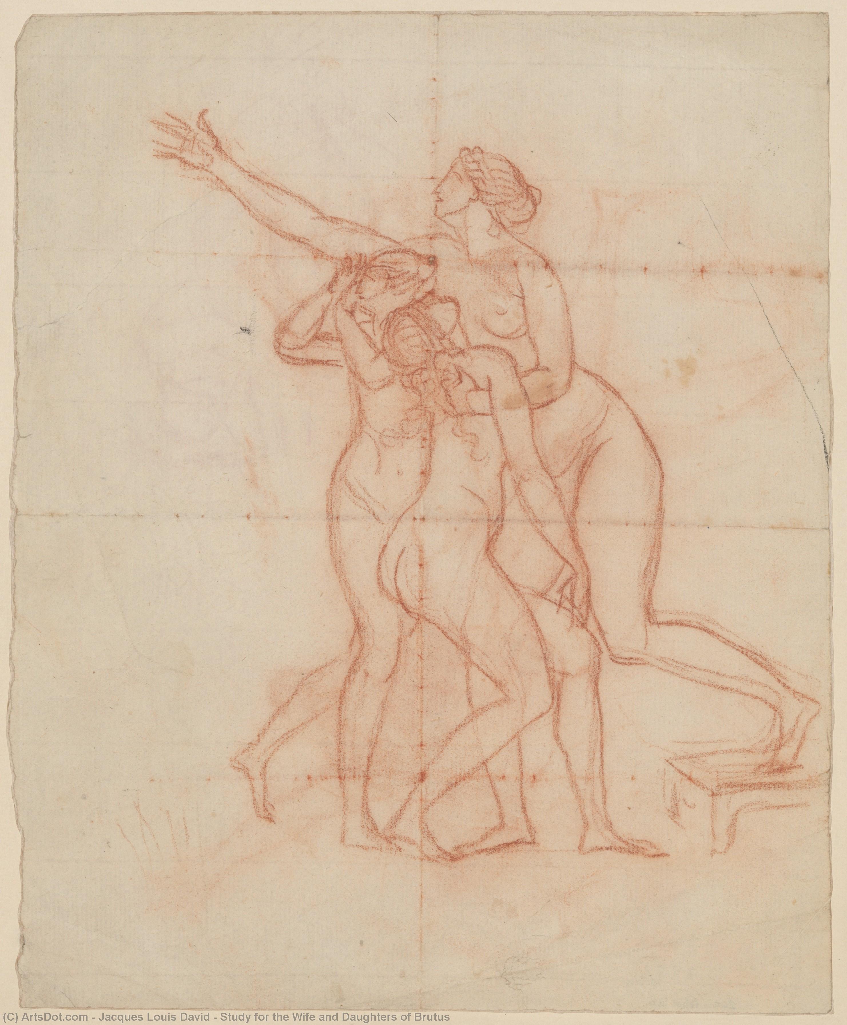 WikiOO.org - אנציקלופדיה לאמנויות יפות - ציור, יצירות אמנות Jacques Louis David - Study for the Wife and Daughters of Brutus