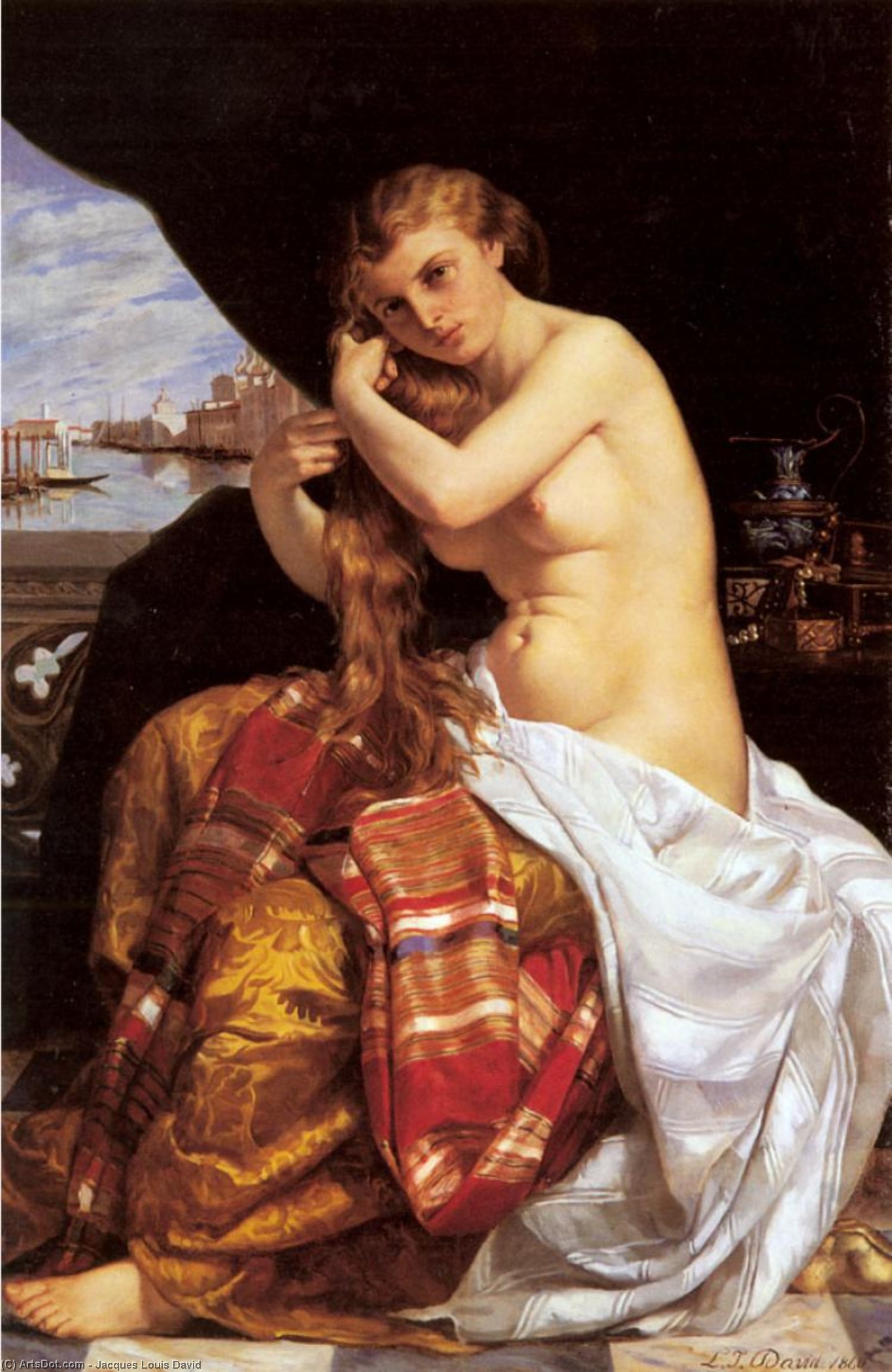 WikiOO.org - Енциклопедия за изящни изкуства - Живопис, Произведения на изкуството Jacques Louis David - Venitienne A Sa Toilette
