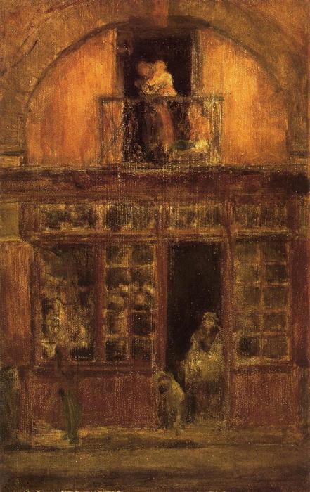 Wikioo.org - The Encyclopedia of Fine Arts - Painting, Artwork by James Abbott Mcneill Whistler - A Shop with a Balcony
