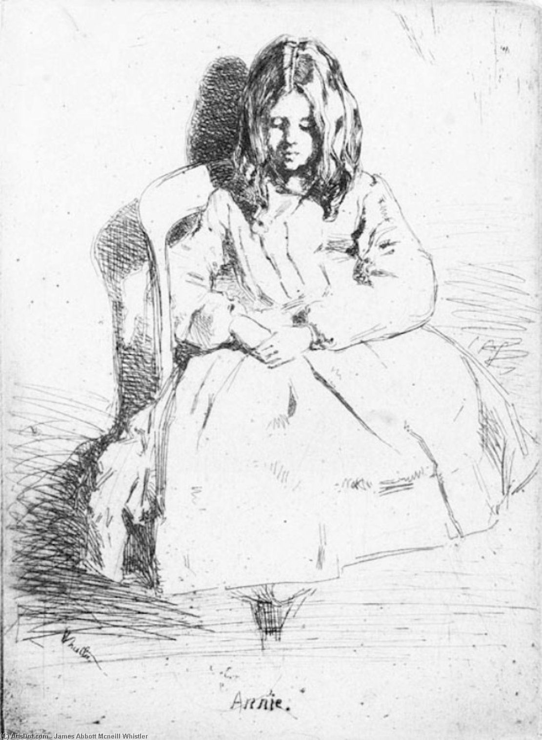 WikiOO.org - Encyclopedia of Fine Arts - Maľba, Artwork James Abbott Mcneill Whistler - Annie Seated